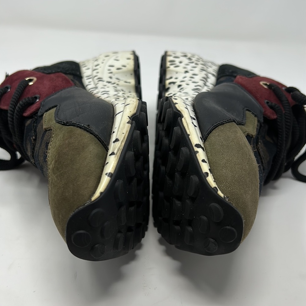 Steve Madden Green Camouflage Burgundy White Black Wedge Sneakers Size 8.5 - Picture 6 of 10